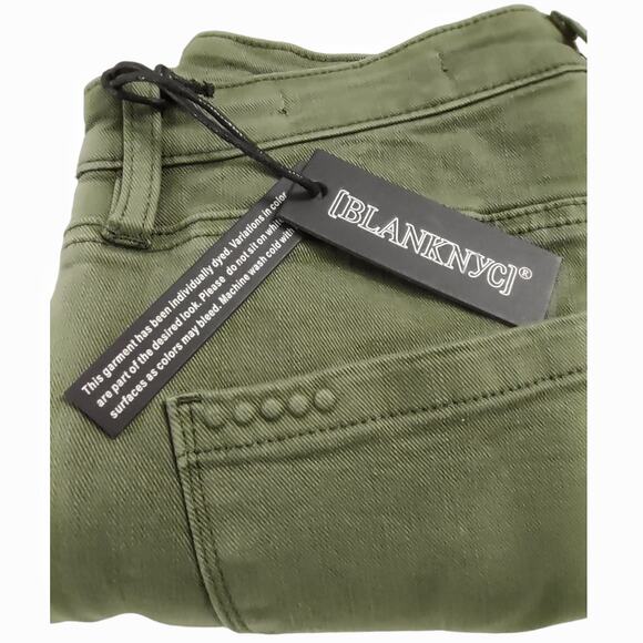 BLANK NYC Green Delancy Jeans Boot Cut Button Fly High Rise Stretch Denim Sz 31 - Picture 11 of 14